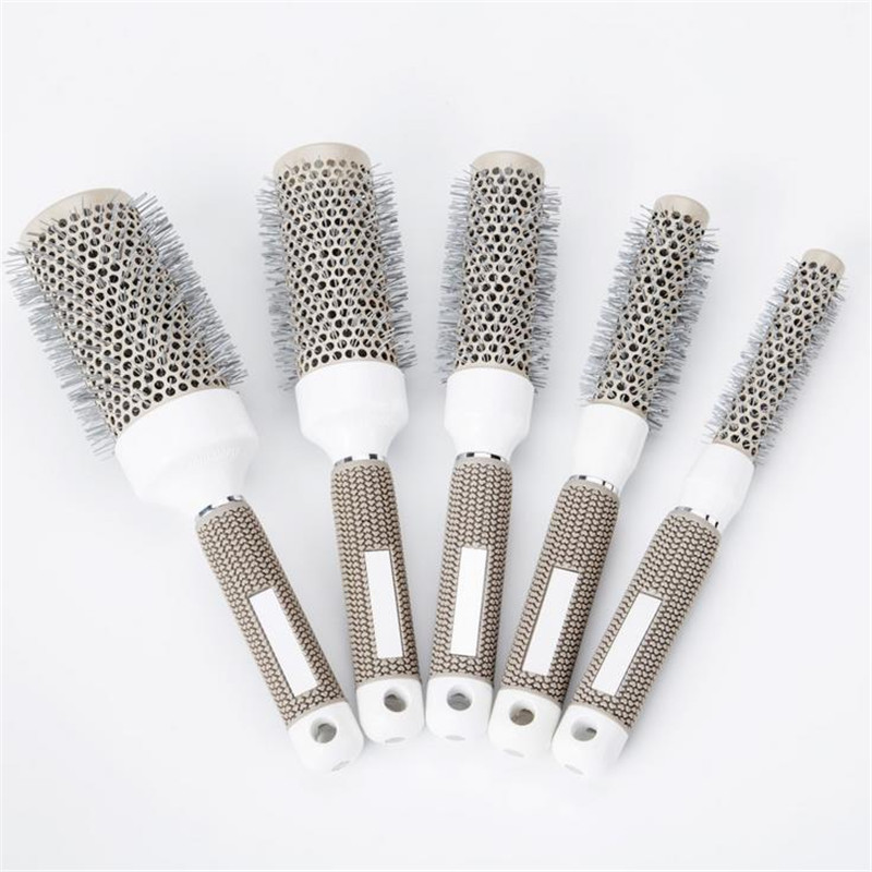 

Professional 5 Size Hair Brush Comb Hairbrush High Temperature Resistant Ceramic Iron Round Comb Hair Styling Tool 20#826