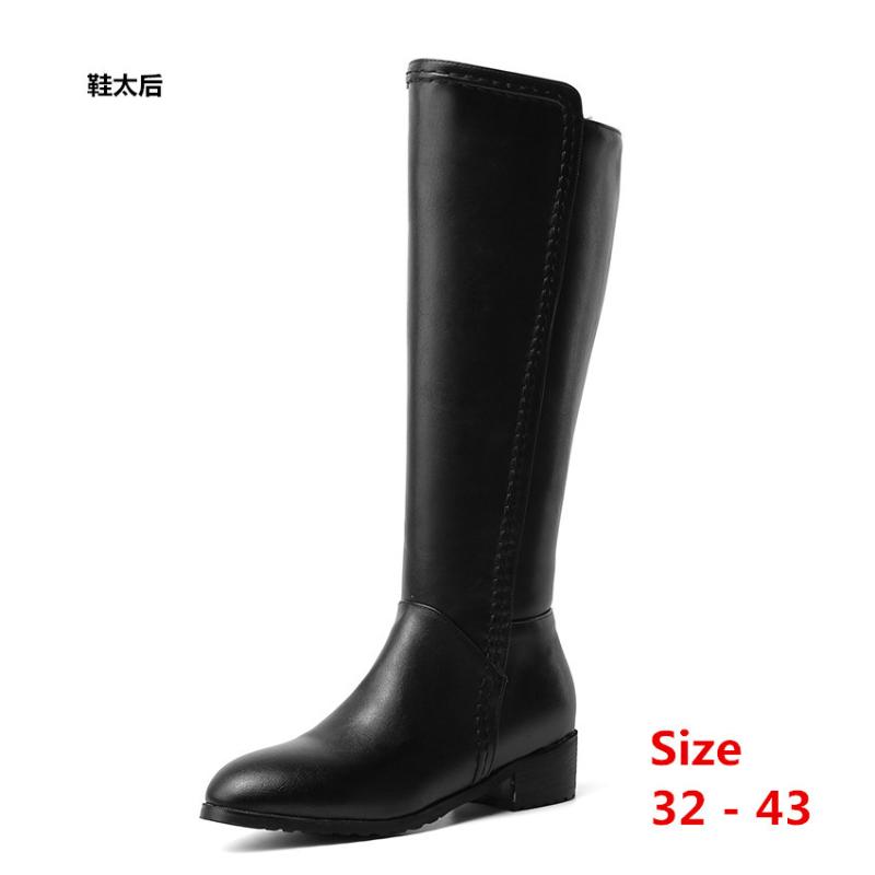 

Low Med Heel Women Knee High Boots Sexy Low Med Heels Autumn Woman Shoes Winter Women Long Boots Small Big Size 32 - 43, White