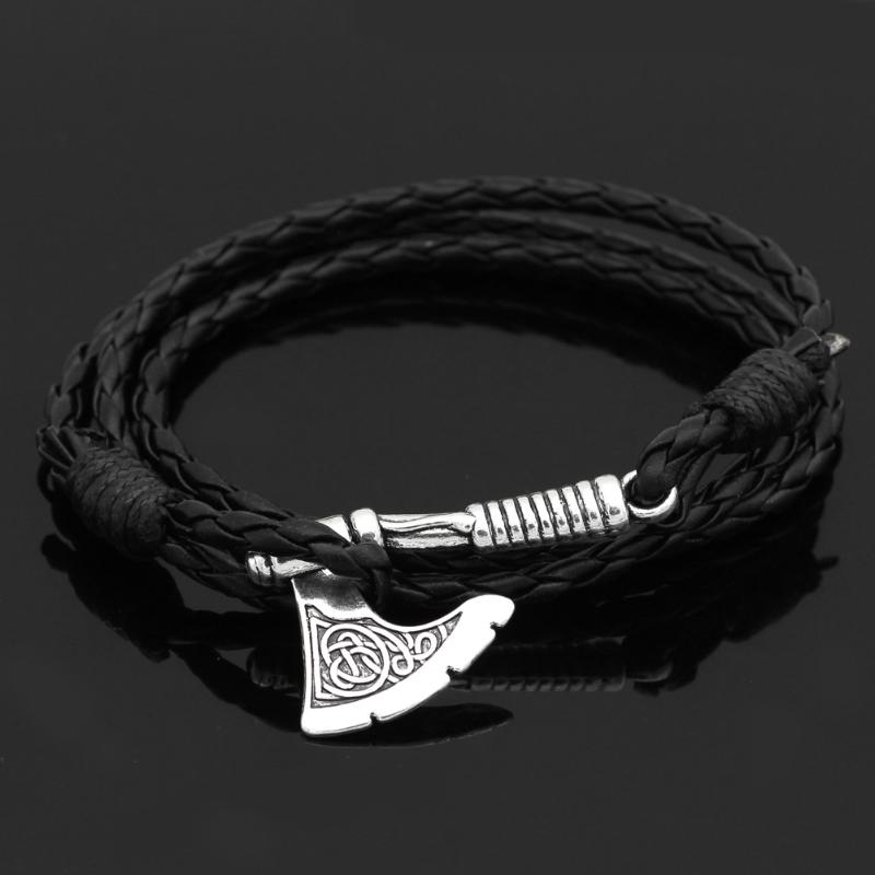 

Viking Axe Charms necklace Braided Rope Chain For Men Boys Bangles Jewelry
