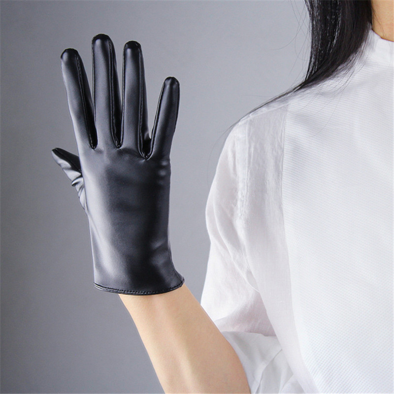 

21cm Touchscreen Short Gloves Emulation Leather PU Mirror Bright Leather Patent Bright Black Light Brown White PU125