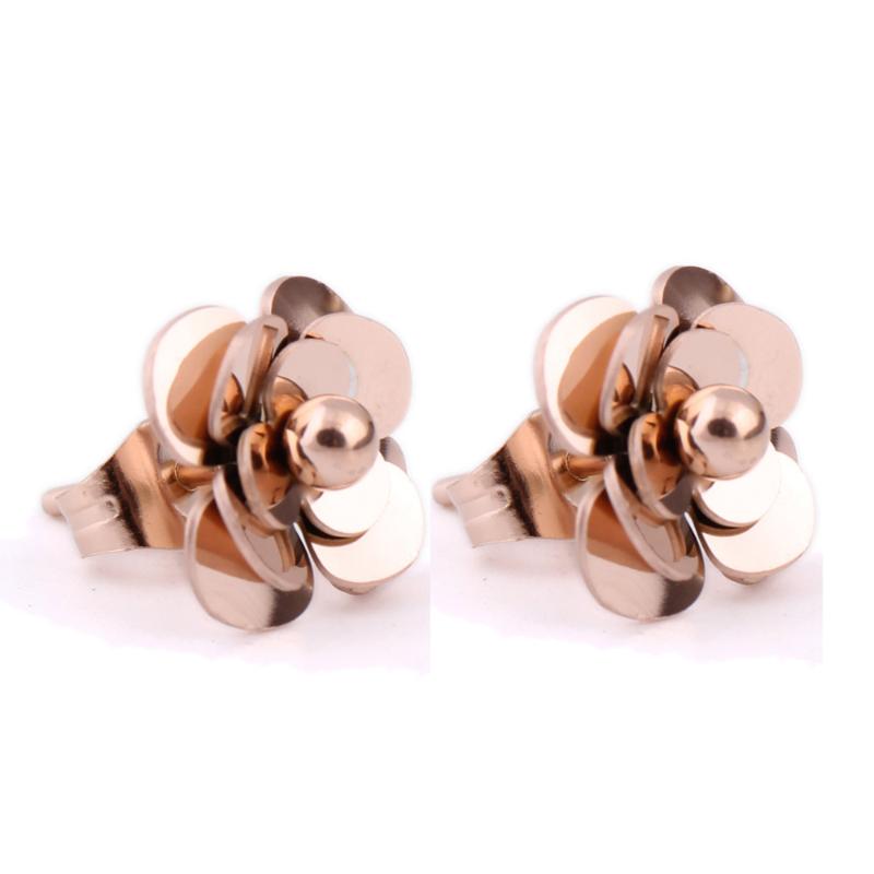 

MONLA Fashion Women Earrings 316L Stainless Steel Rose Gold Flower Stud Earring