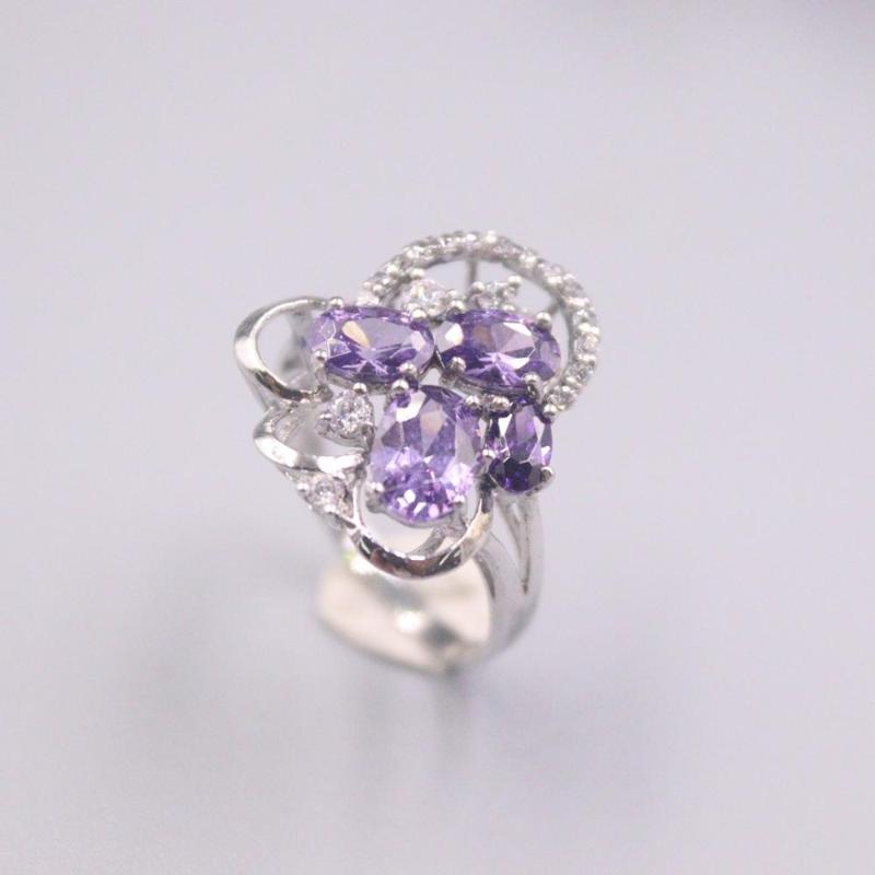 

Genuine/Original Silver 925 Sterling Silver Ring Christmas Gift for Women Ladies Crystal Flower Gemstone Diamond Ring US 5-8