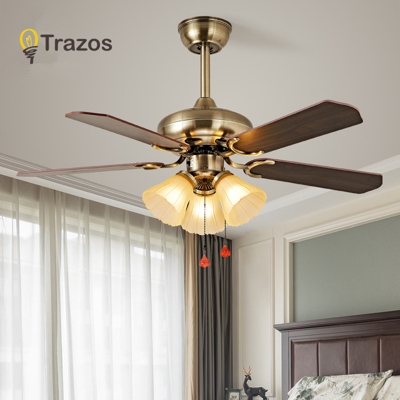 

42 inch American Vintage Ceiling Fan With Lights Pull rope switch Ventilador De Techo 220 Volt Bedroom Light Lamp E27 Bulbs