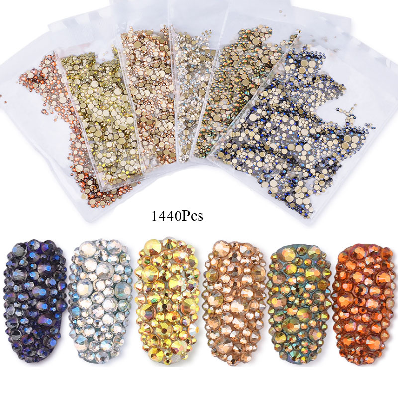 

Mixed Size(SS3-SS20)Crystal Flatback Nail Art Rhinestone Decorations Glitter Diamond Ornaments 3D Manicure Accessories