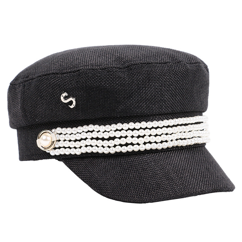 

Fashion Women Pearl Cap Beret Hat Brand Casual Lady Autumn And Winter Warm Girl Sweet Painter Hats, Khaki