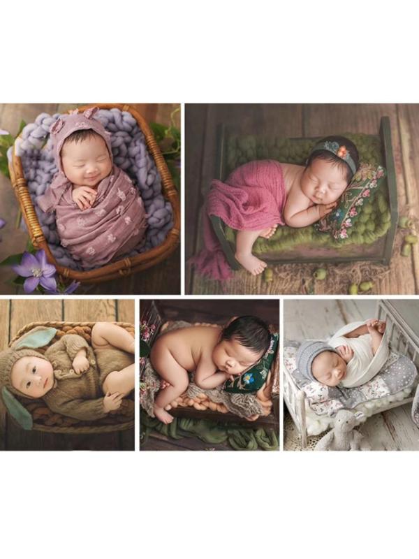 

Newborn Photography Props Knitted Crochet Baby Blanket Infants Basket Accessory A2UB, White