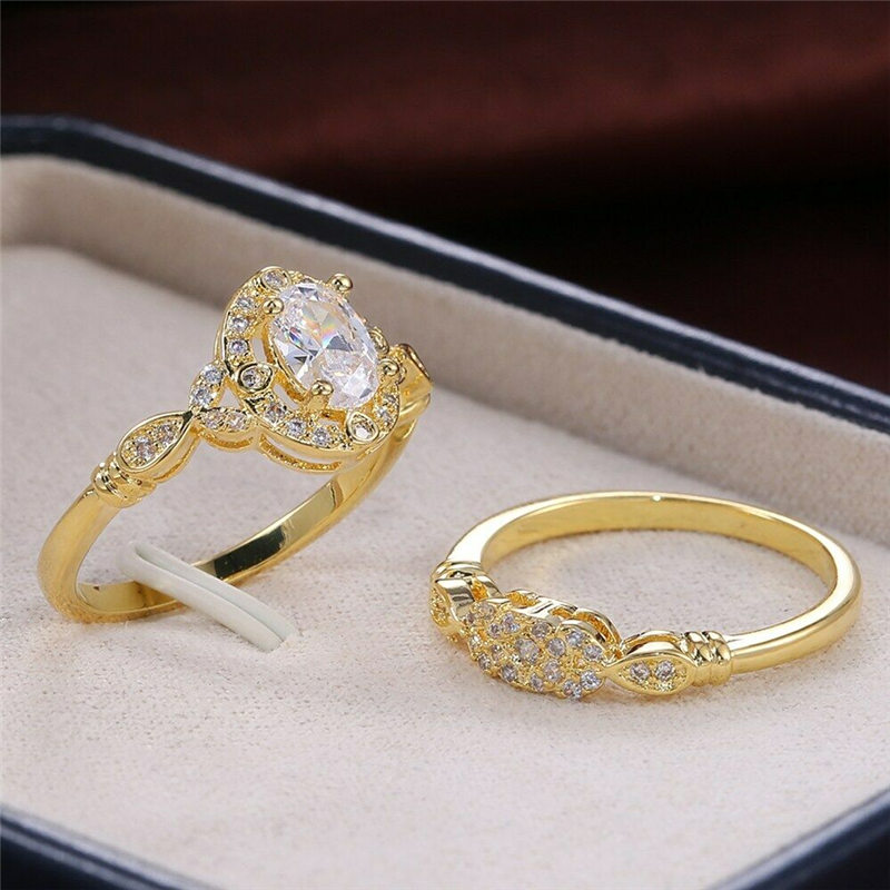 

Fashion Elegant Size 6-10 Yellow Gold Color Wedding Set Ring Women