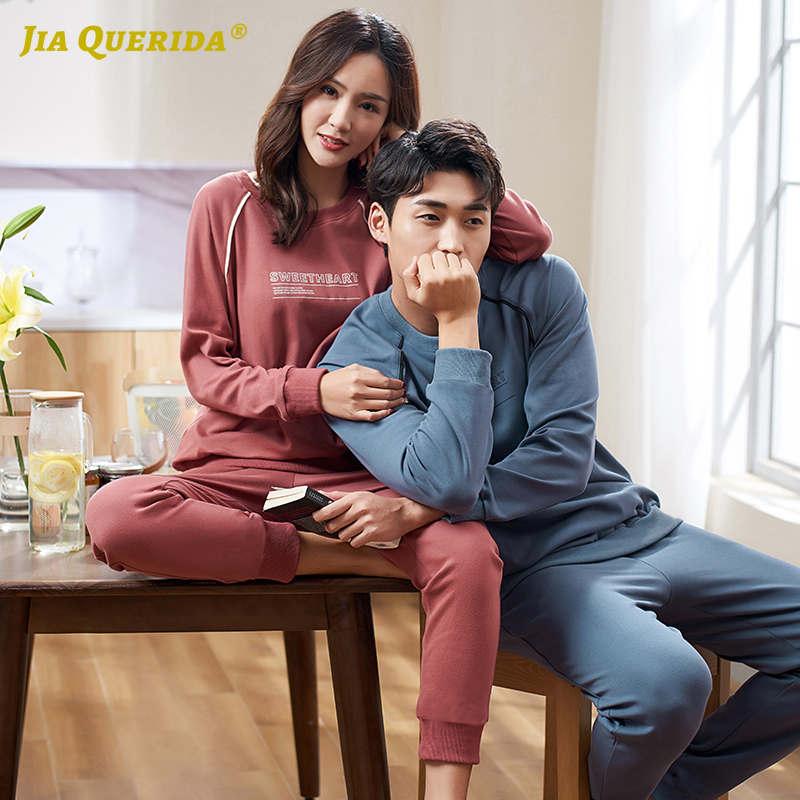 

Fashion Pajamas Cotton Sleepwear for Couple High Quality Sporty Mens and Womens Pajamas Plus Size Casual Matching Couples Suits, U98988-d