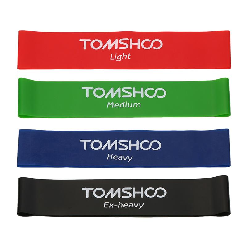 

TOMSHOO 4PCS Exercise Resistance Loop Bands Latex Gym Fitness Rubebr Bands Workout Yoga Physical Therapy Home Fitness