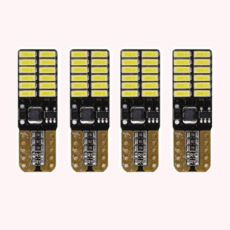 

YSY 4pcs 800 Lumens T10 W5W 2825 168 LED CanBus Error Free 4014 24 SMD 5W Car Front Side Marker Door License Plate LED Lights, As pic