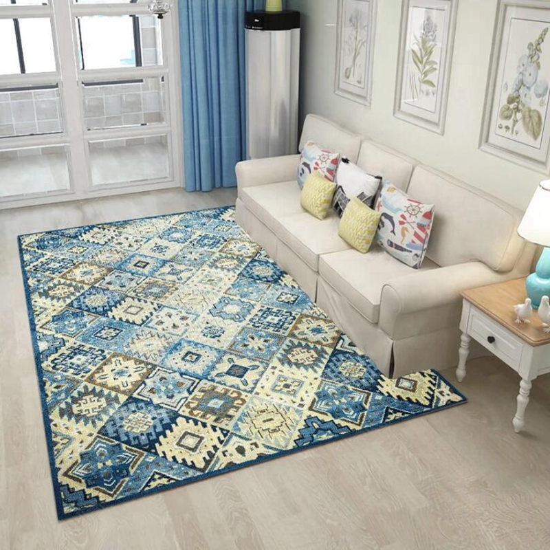 

Carpets Bohemian Non-Slip Area Rugs Living Room Sofa Floor Mat Carpet Persian Flowers Blue Yellow Decor Kitchen Bedroom Entrance Doormat, Carpet1