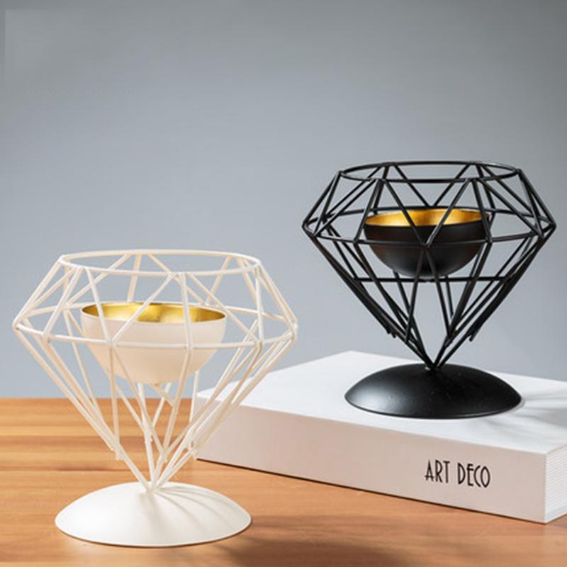 

Modern Candle Decorations Nordic Geometry Black Wedding Metal Lantern Tealight Oil Glass Lamp Boda Nordic Home Decor L