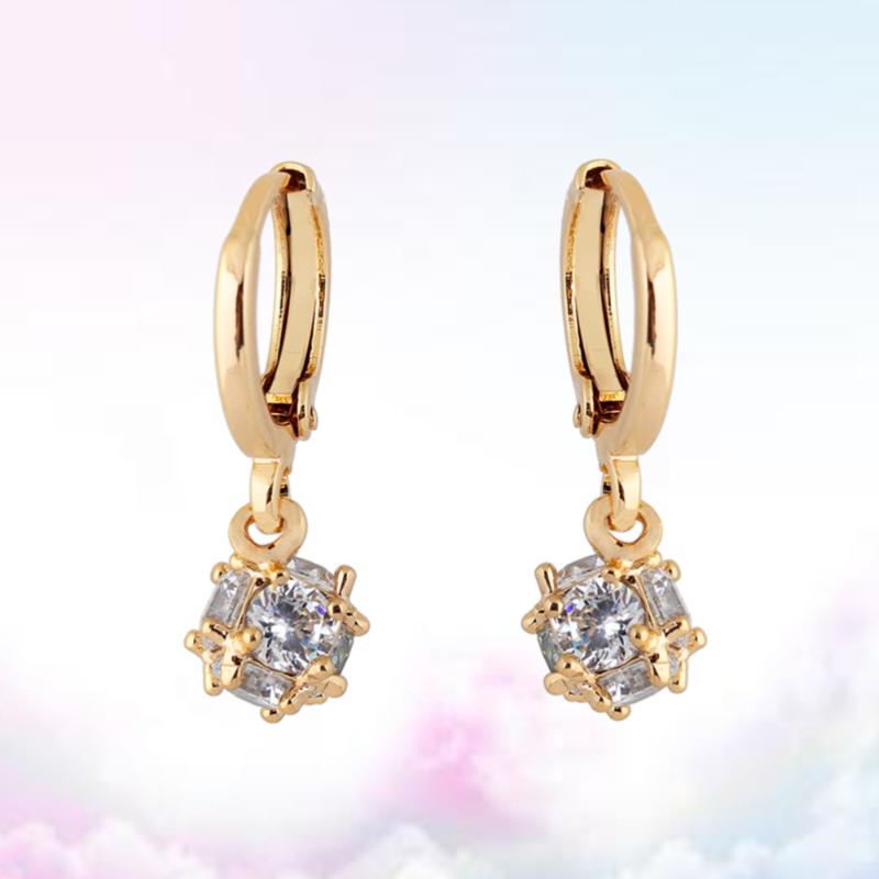 

1 Pair Creative Stylish All-match Gold Color Minimalist Zircon Earrings Statement Jewelry Ear Jewelry Fashion Gift