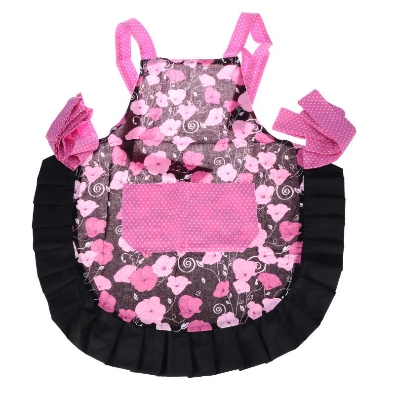

Pink Morning Glory Flower Apron Cotton Floral Apron with Pockets and Long Ties Perfect for Kitchen Cooking Baking and Gardening