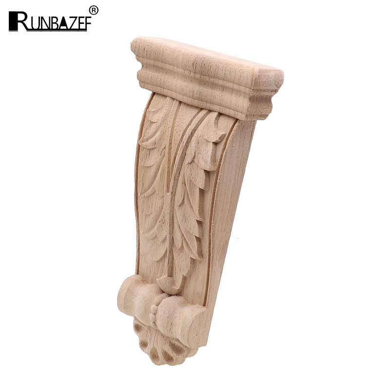 

RUNBAZEF Wood Carved Corner Onlay Applique Furniture Wall Unpainted Cabinet Furniture Vintage Home Decor Decoration Accessories