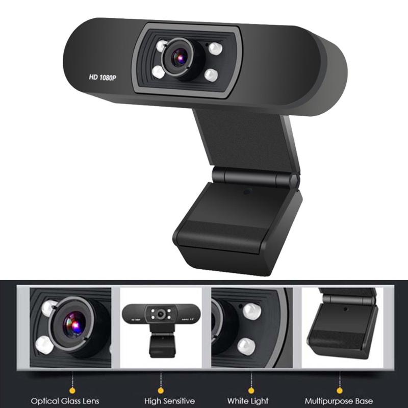 

1080P Webcam USB2.0 Computer Network Live Camera Network Camera Free Drive USB Cam Hd With Mic Web for ComputerAP5, Black
