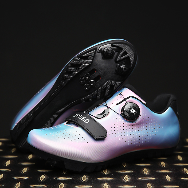 

road cycling shoes and Mountain biking shoes men road bikeshoes ultralight bicycle sneakers self-locking professional breathable, Colorful blue