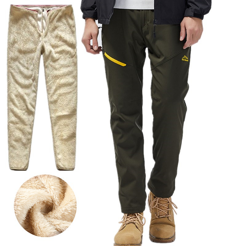 

2020 Men's Outdoor Pants Tactical Waterproof Trousers Autumn Winter Warm Pants Trekking Camping Thick Fur Velvet Liner 4XL, Black