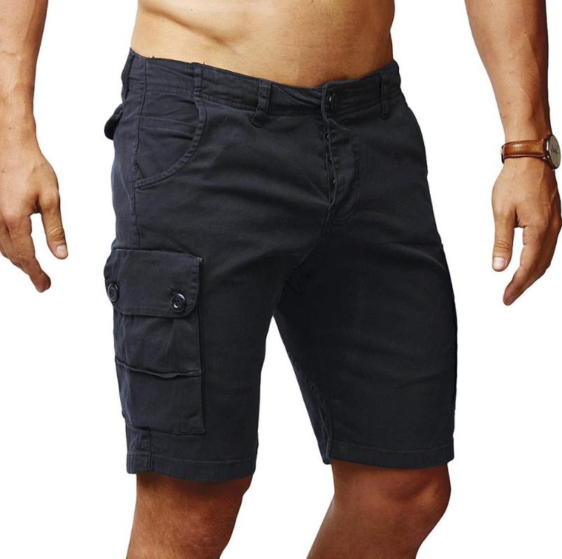 

Man Summer Shorts Multi-Pocket Sports Causal Beach Shorts Cargo Cotton Male Work CYF192, Black