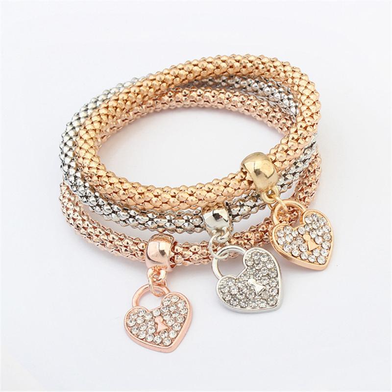 

SHQIYAYI 3Pcs Charms Bracelets For Women Heart Pendants Bracelet Bangles Brand Fashion Jewelry Wedding Gift Bohemian 122643