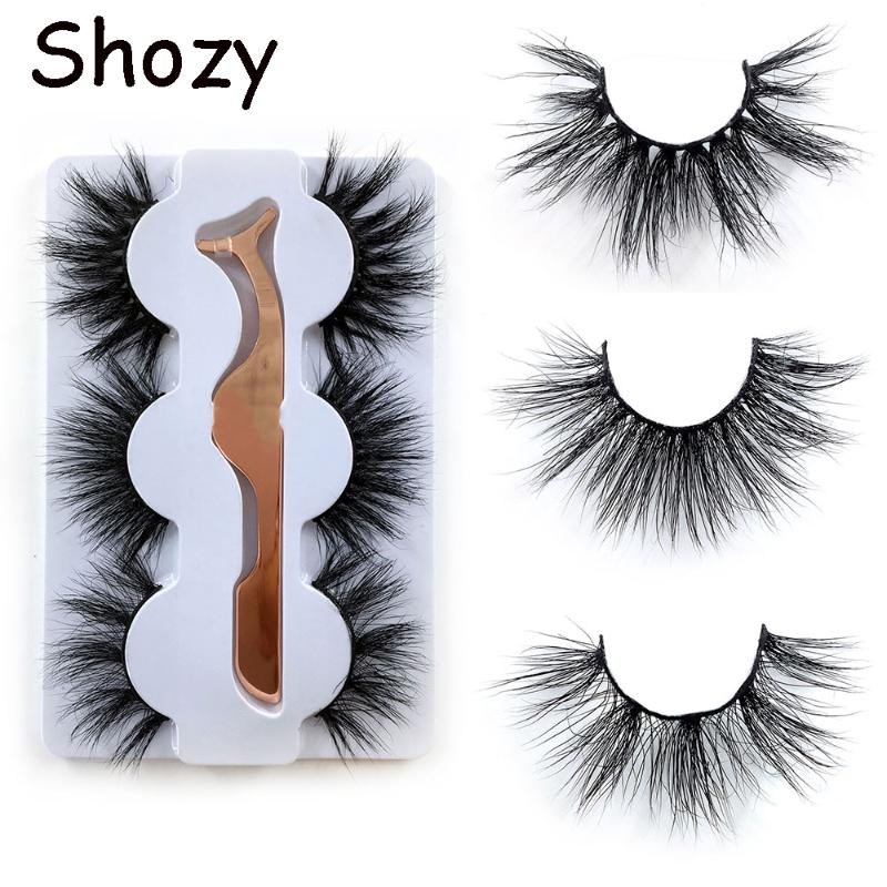 

Shozy 3 pairs 3D mink eyelashes natural long false eyelashes extension for makeup mink lashes with applicator-49