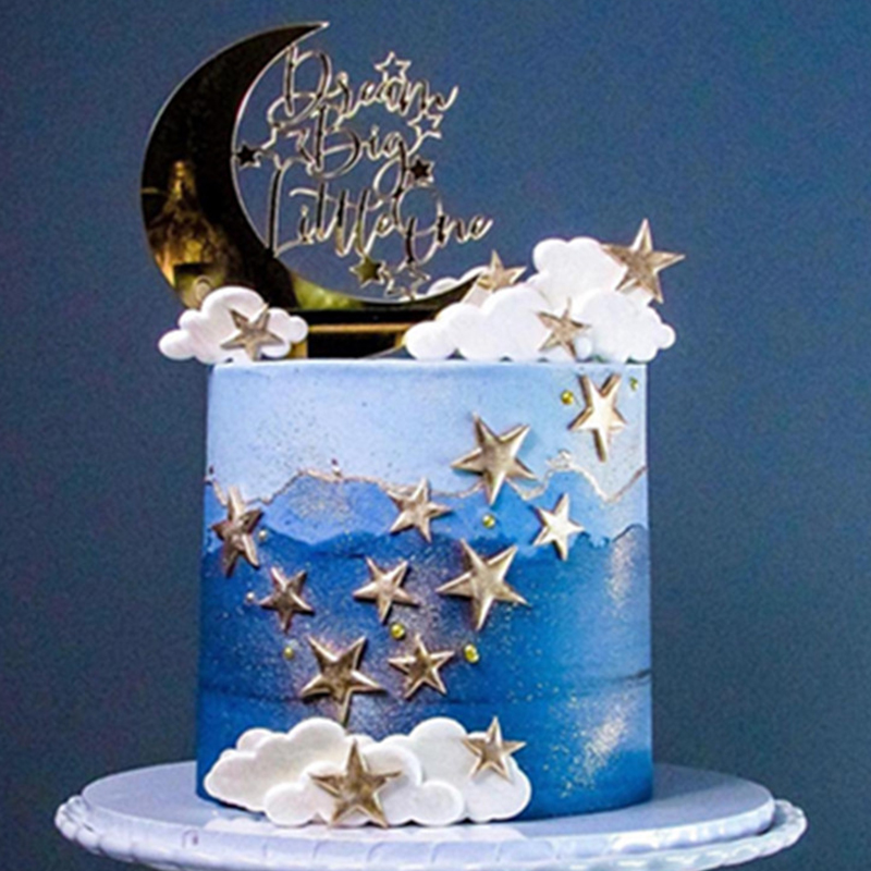 

Golden White Cloud Star Acrylic Cake Topper Dessert Table Dessert Dress Up Party Supplies Cake Topper for Party Decoration G