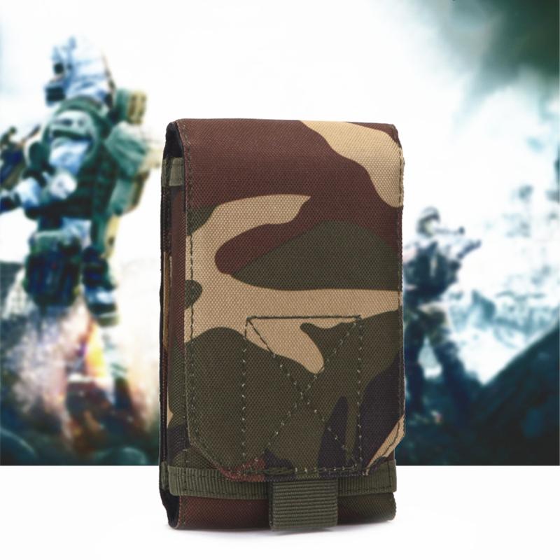 

Outdoor Camouflage Bag Tactical Army Phone Holder Sport Waist Belt Case Waterproof Nylon Sport Hunting Camo Bags in Backpack, Black