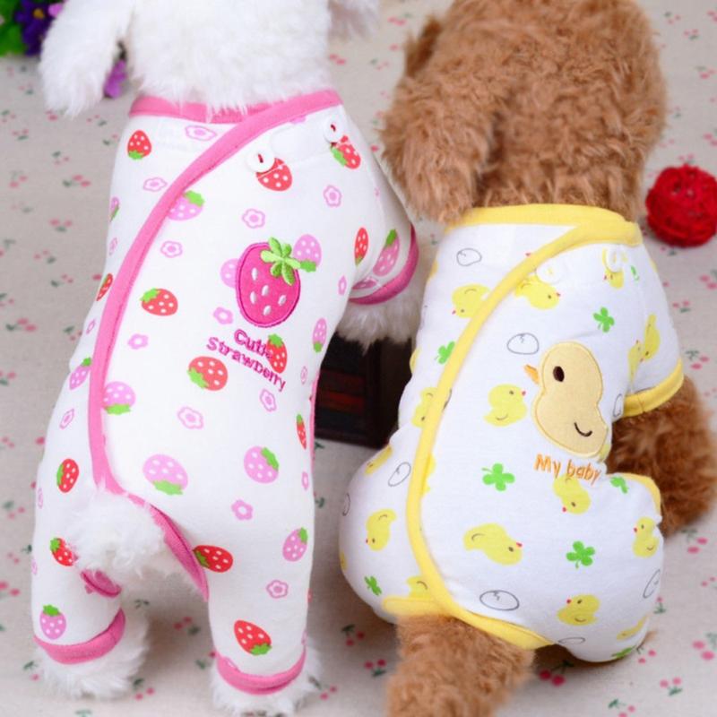 

Cute Small Dog Pajamas for Companion Dog Cat Clothes Puppy Jumpsuit Chihuahua Coat Pomeranian Print T-shirt, Red strawberry