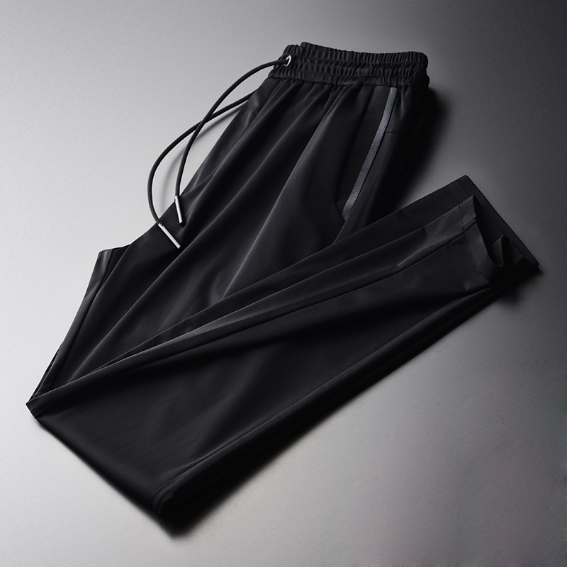 

Pants Luxury Black Silky Fabric Elastic And Comfortable Plus Size 4xl Slim Fit Polyamide Mens Trousers, Black h-k18135
