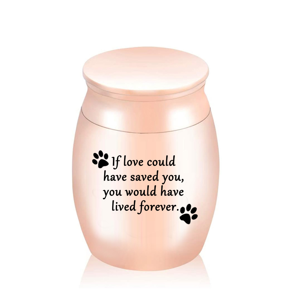 

30x40mm Aluminum alloy Cremation Urns, Paws Ashes Keepsake, Pets Memorial Mini Urn Funeral Urn with pretty package bag