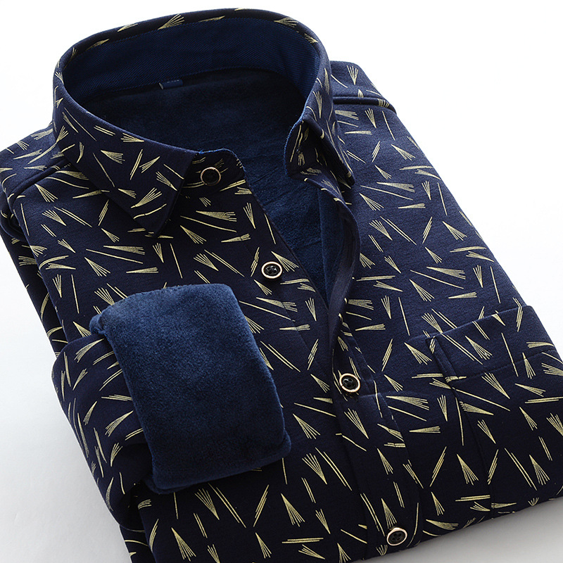 

2020 men's shirts, winter tops, thick, warm, printed, 11 color options, men's plus velvet soft shirt, 5627