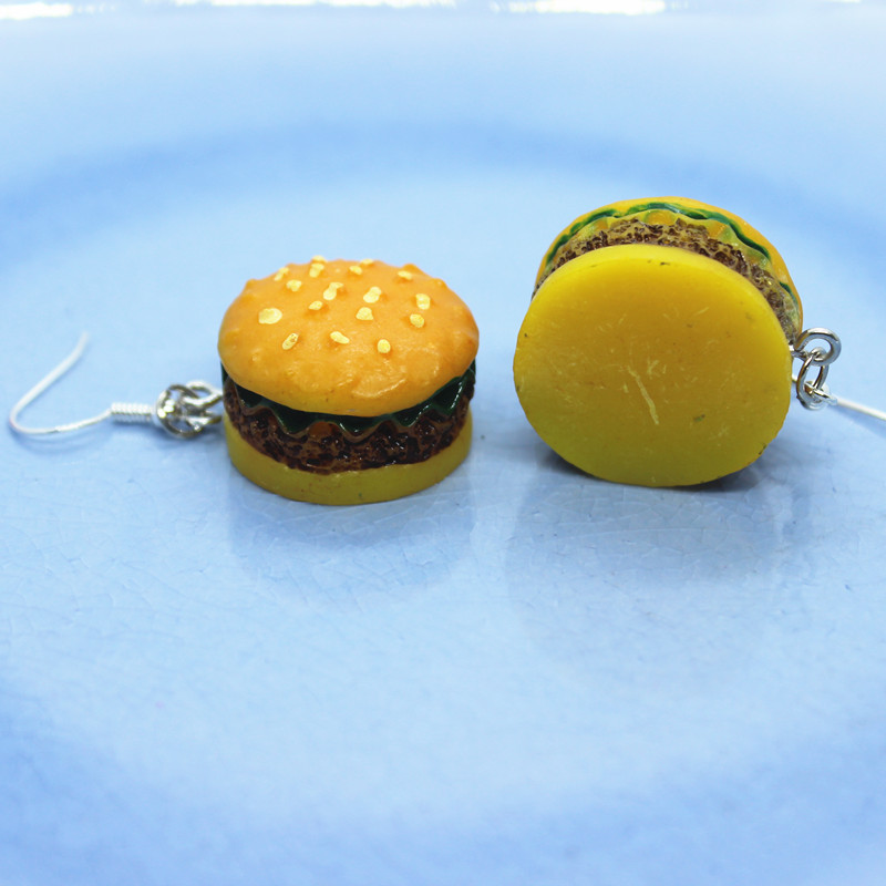 

1 Pair Hypoallergenic Women Earrings Cute Resin Mini Hamburger Artificial Ear Hook Earring Jewelry Crafts