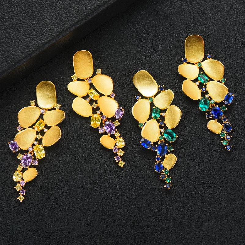 

missvikki Golden scrub Long Pendant Dangle Earrings For Women Nigerian Bridal Wedding Engagement Jewelry Fashion Romantic Gift