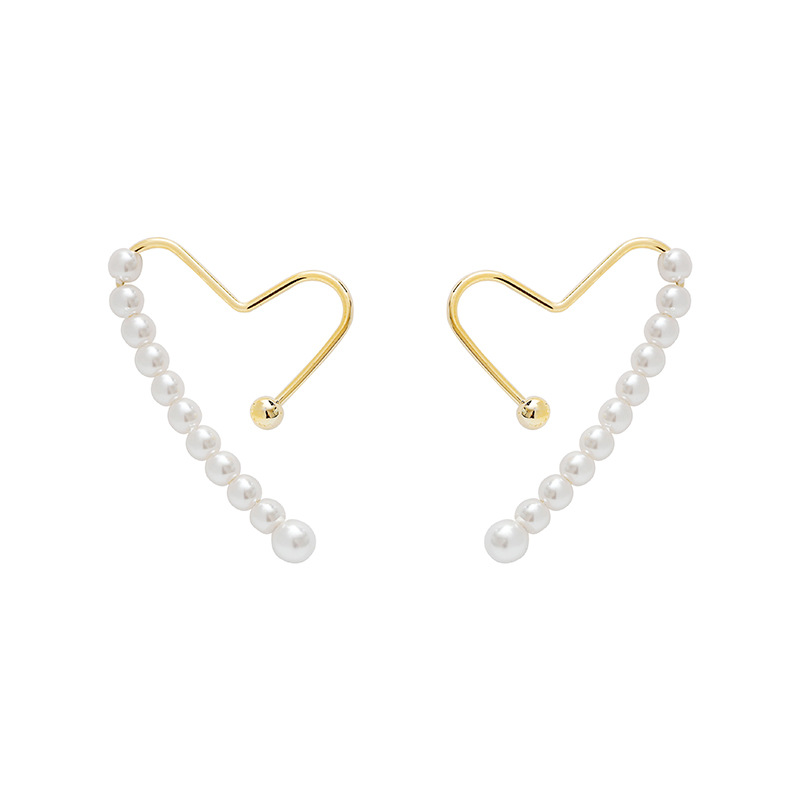 

2020 new wave personality simple metal pearl love earrings female temperament fashion wild lady gift
