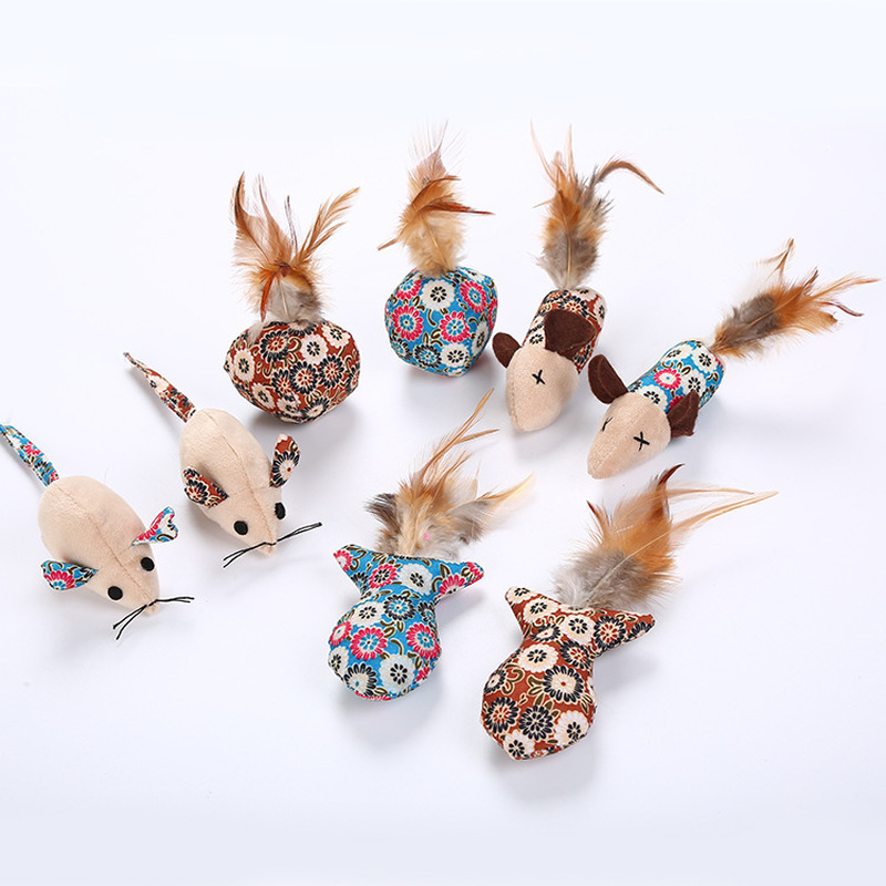 

4pcs/lot Portable lovely Cat Toys Mouse Fish Ball Feather Toy With Mint Funny Cat Teaser Interactive Pet Catnip Toy