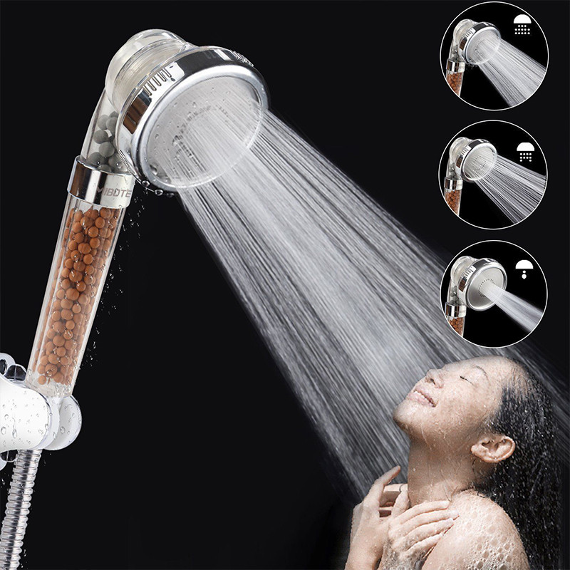 

3 Function Adjustable Jetting Shower Head Bathroom High Pressure Water Saving Handheld Anion Filtered Rainfall SPA Shower Heads