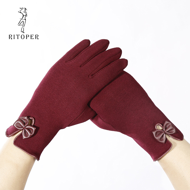 

RITOPER Korean Version Of The Ladies Outdoor Gloves Thickening Sports Riding Gloves Fleece Touch Screen Warm Windproof