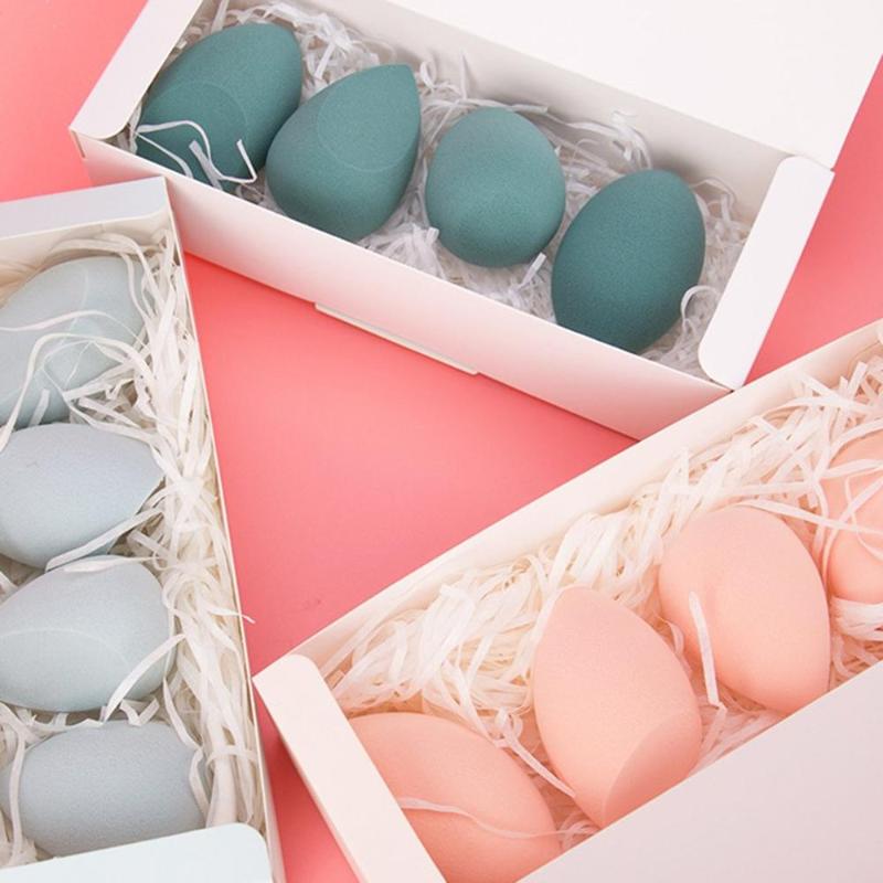 

4pcs Water Drop Shape Cosmetic Puff Makeup Sponge Face Liquid Foundation Cream Hydrophilic Dry Wet Make Up Powder Puff With Box