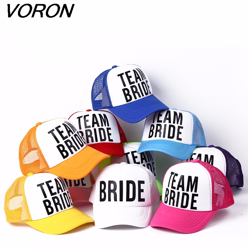 

VORON BRIDE TO BE TEAM BRIDE Bachelorette Hats Women Wedding Preparewear Trucker Caps White Neon Summer Mesh Free Shipping, Orange