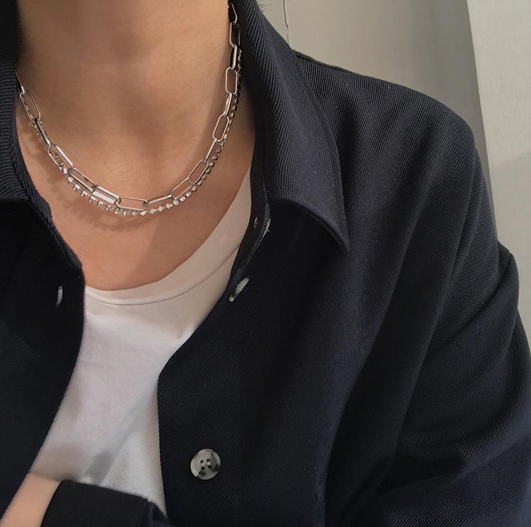 

New Arrivals Punk Vintage Thick Chain Choker Necklaces for Women Girls Daily Wear Charm Crystal Chain Jewelry Gift 5N464