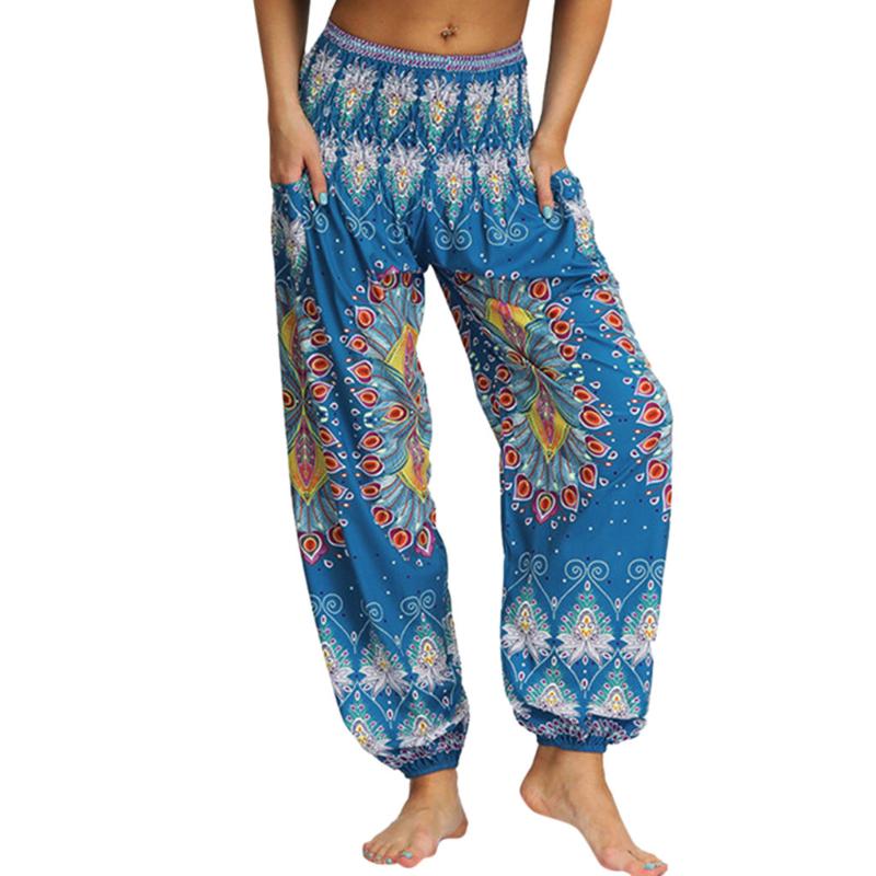 

KANCOOLD Yoga Pants Women Fashion Boho Print Loose High Waist Pants Sport Fitness Gym Clothing Tracksuit Female Summer D23, Black