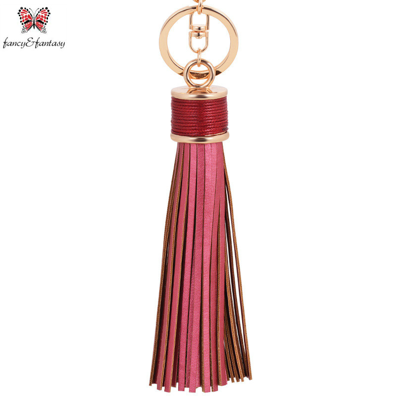 

Simple Luxury Pu Leather Long Tassel Key Chain Women Keychain Charms Bag Pendant Alloy Car Key Ring Chain Holder Jewelry Llavero