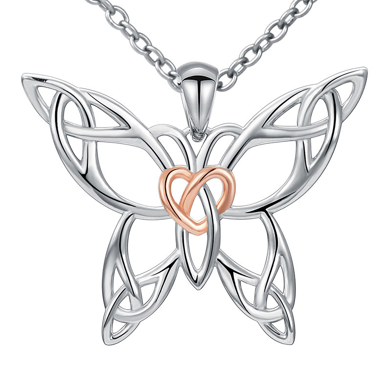 

XiaoJing new 925 sterling silver cute animal butterfly pendant necklace female fashion jewelry for women gifts drop shipping