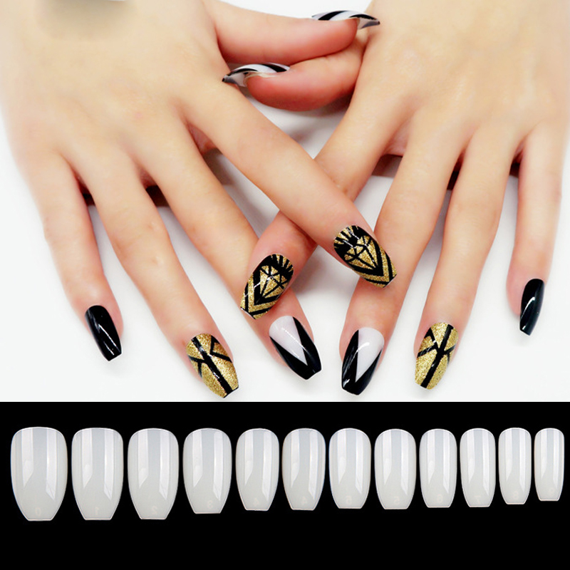 

Ongle 500Pcs+100pcs Free Short Fake Nails Coffin Full Cover Nail Tip Kit Unha De Gel French Nails High Quality Non-Trace, Nature
