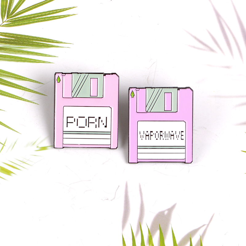 

Pink Secret File Enamel pins Cartoon Hard Disk Storage Card Brooches Badges Lapel pins Bag Clothes Accessories Jewelry Gift