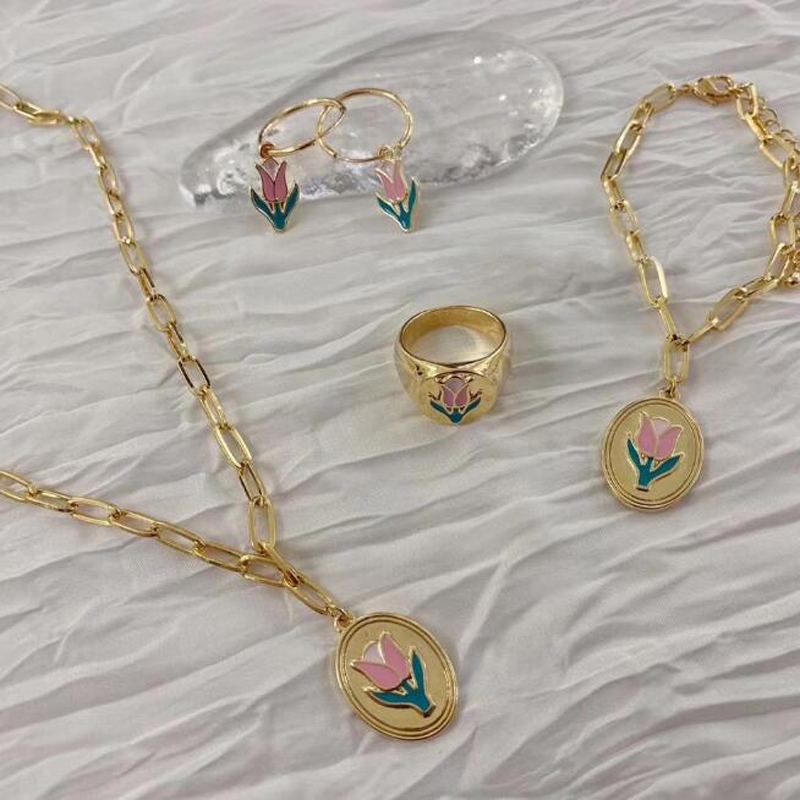 

Vintage Gold Color Rhinestone Necklace Set Women Euro Fashion Stone Wedding Clavicle Chain Jewelry