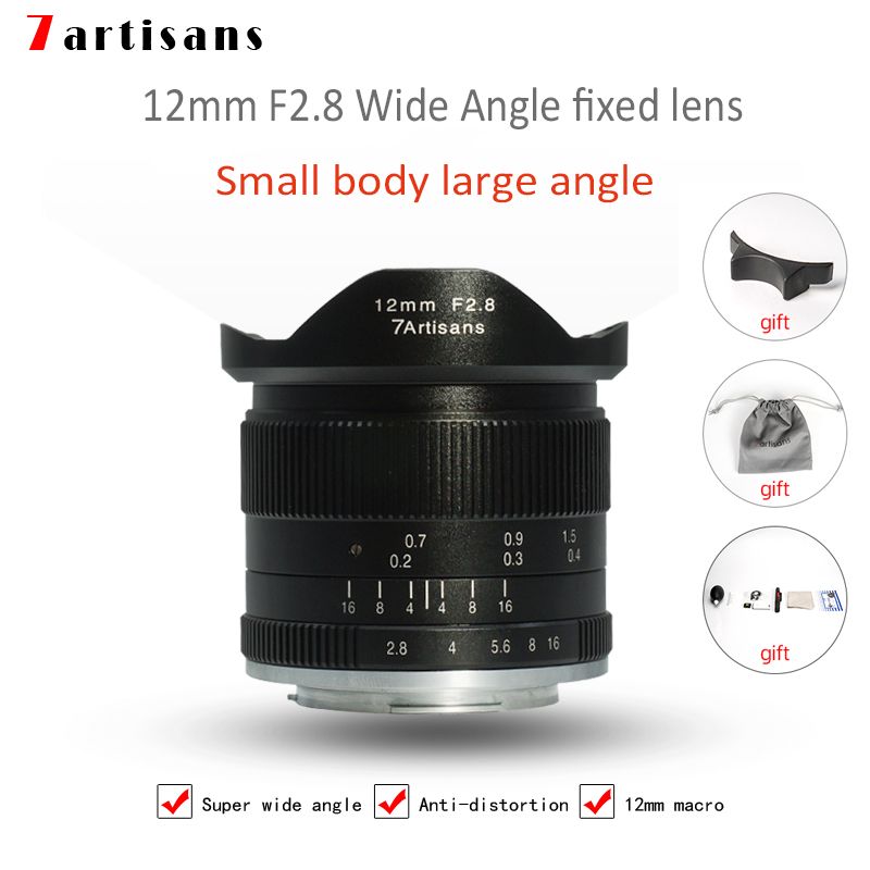 

7artisans 12mm f2.8 ultra wide Angle micro single prime lens is suitable for the E Mount Eos-m Mount A6000, A6300, A6500, A7