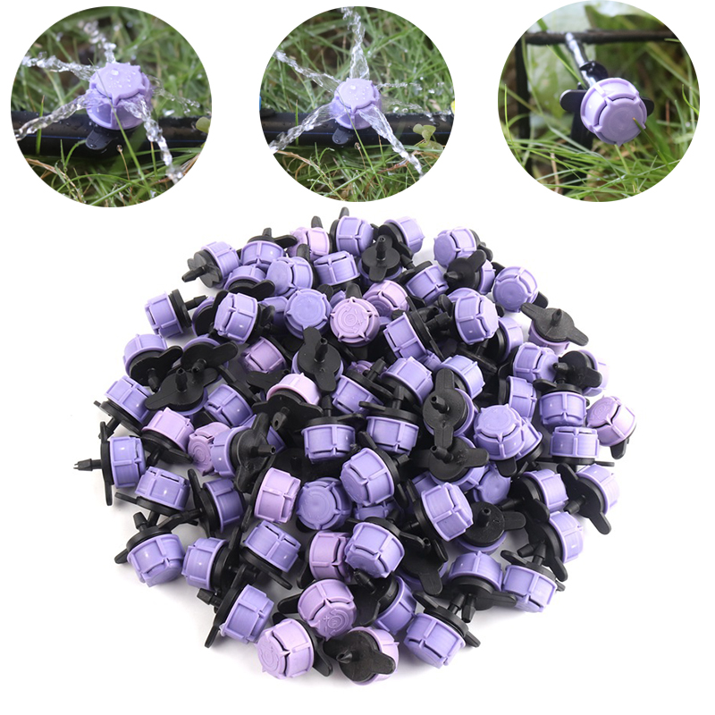 

50~300Pcs Garden Micro Watering Drip Irrigation Sprinkler 5-Holes Greenhouse Plants Watering Emitter Beautiful Purple PP Dripper, Wholesale