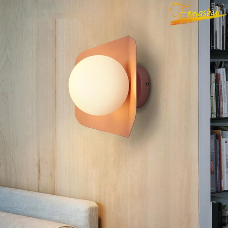 

Modern Minimalist Glass Ball Wall Lamp Nordic LED Macaron Wall Light Interior Lighting Loft Bedroom Bathroom Aisle Lamps