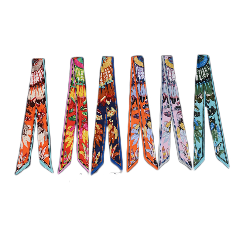 

Scarves Design Print Luxury Bag Strap Scarf Women Silk Fashion Head Headwear Long Accessories Ribbon HZ44